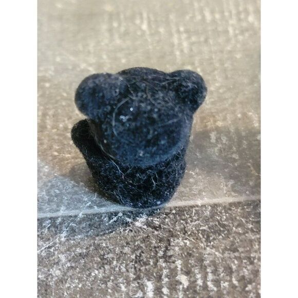 Miniature fuzzy black teddy bear toy figure - Picture 3 of 4